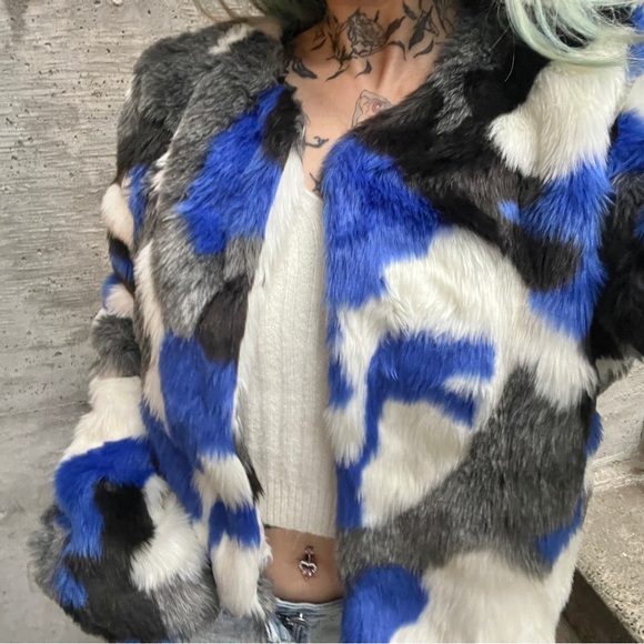 Harajuku Fig & Viper Blue Fur Jacket - Picture 10 of 10